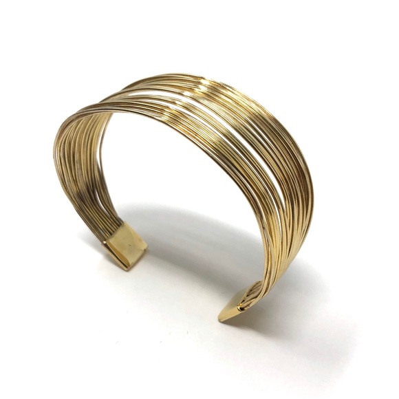 Sterling silver with gold overlay multi strand cuff, 24.2g - Picture 7 of 16